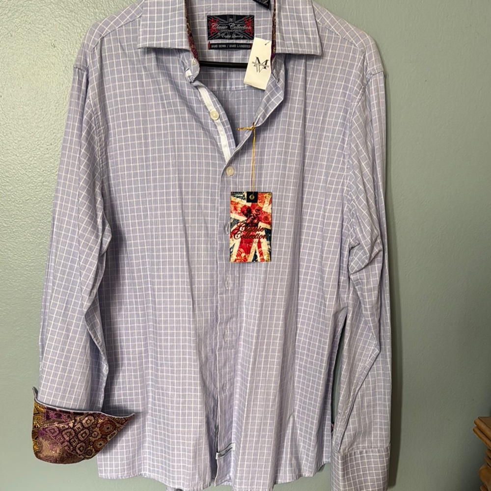 English Laundry Button Down Shirt with Checkered Pattern and Standard Collar - Picture 1 of 5